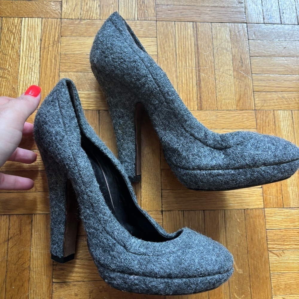 early 2010s Nina Ricci wool leather high heels